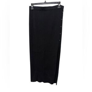 Open Edit ribbed knit Black Button-Down Skirt size S button side slit NWT